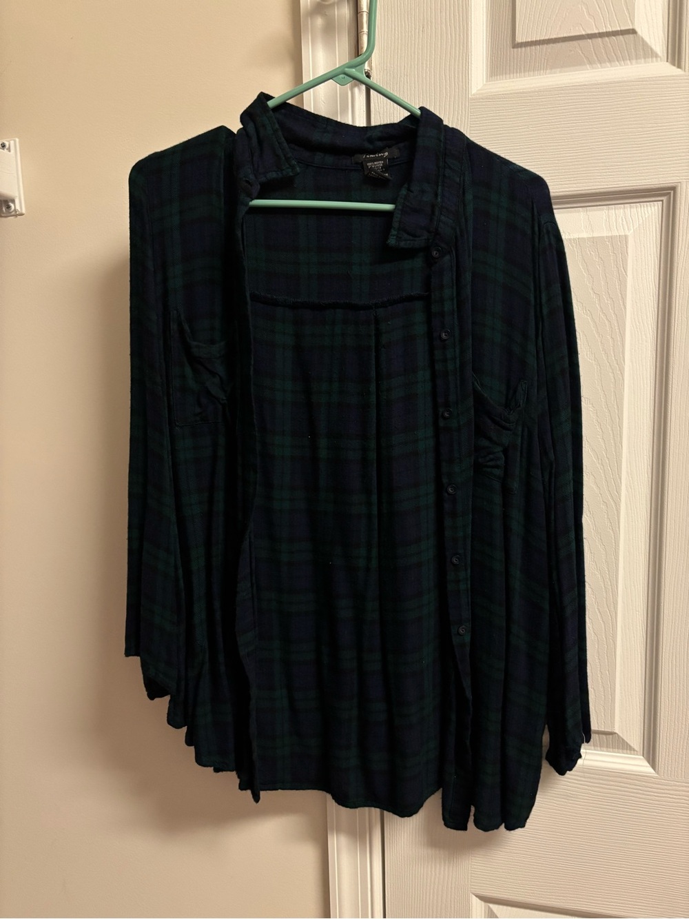 Forever 21 Dark Green and Black Plaid Button-Down Shirt